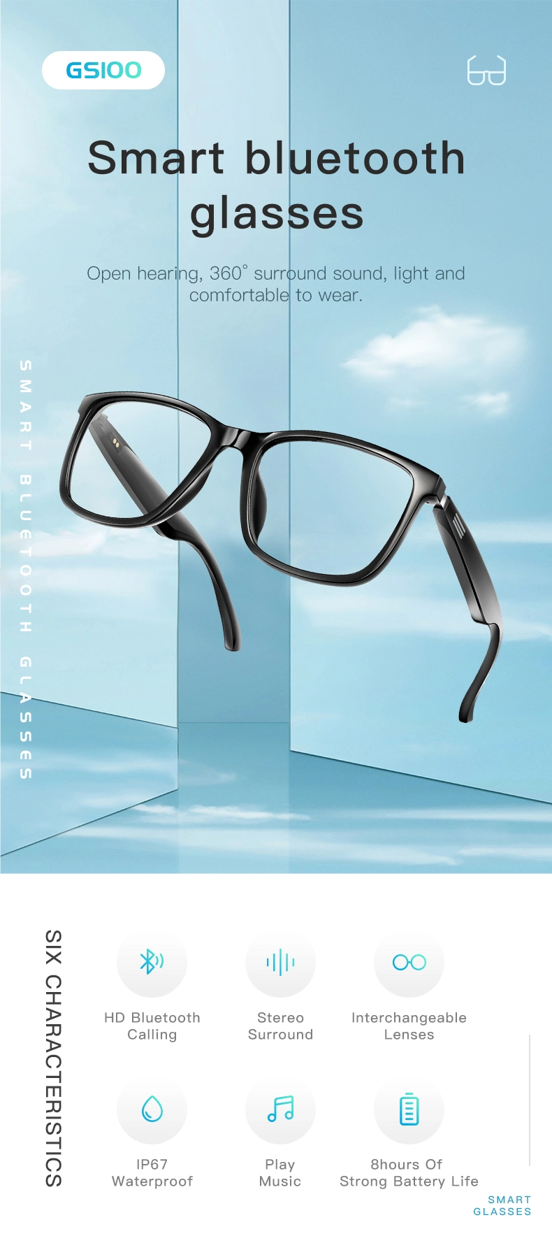 Fashion Sunglasses Newest 2022 Bluetooth Glasses Smart Glasses Android Calling Wireless Music Glasses Headphone