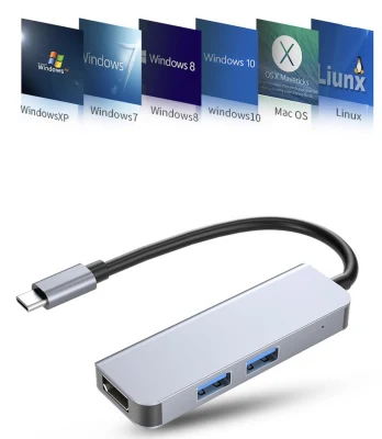 4K HD USB3.0 허브 Type-C USB-C 3in1 어댑터(XH-HUB-323) 지원