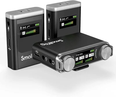 휴대폰, 스마트폰, 카메라용 Smallrig W60 무선 마이크, 듀얼 채널 소음 감소 기능을 갖춘 무선 라발리에 마이크, 동영상 블로깅을 위한 게인 제어